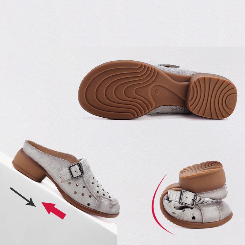 New Cow Leather Low Heel Sanda - Espadrille Slip On 评论和价格
