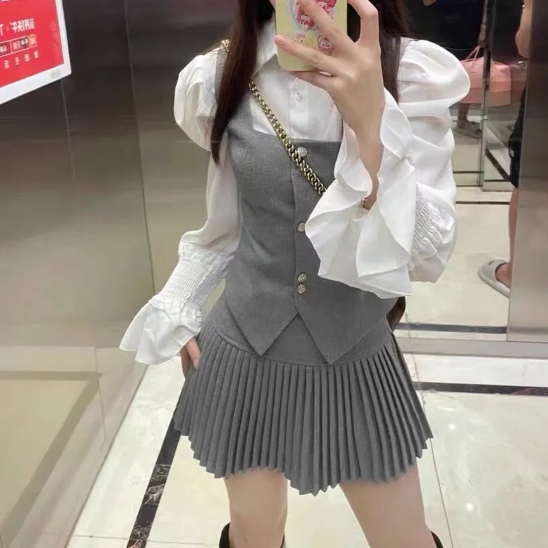 Women Sets Preppy Style Chic S - Shirt Camp Collar 评论和价格