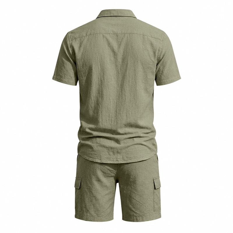 Men Summer American Linen Two  - Short Linen Drawstring 评论和价格