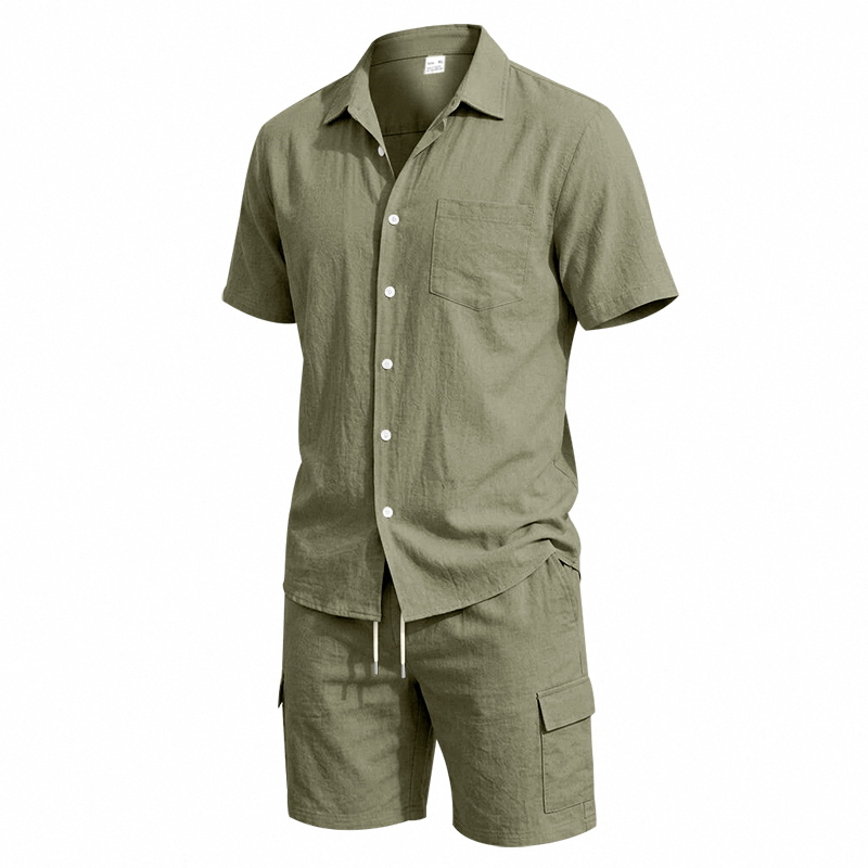 Men Summer American Linen Two  - Short Linen Drawstring 评论和价格